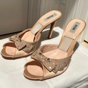 Moschino Light Pink Diamond Studded Bow Heels